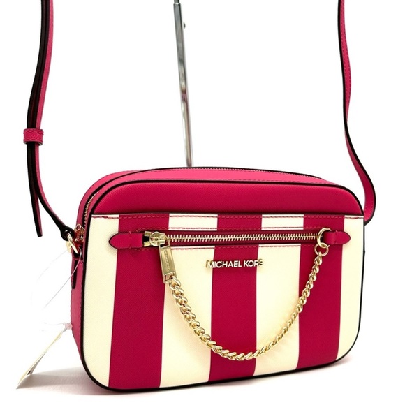 Michael Kors Large EW Zip Chain Xbody Crossbody Bag Electric Pink Multi - Picture 3 of 9